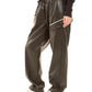Wide-Leg Faux Leather Cargo Pants