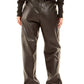 Wide-Leg Faux Leather Cargo Pants