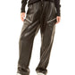 Wide-Leg Faux Leather Cargo Pants