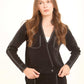 Split-Joint V-Neck Cardigan with Contrast Stitch