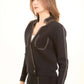 Split-Joint V-Neck Cardigan with Contrast Stitch