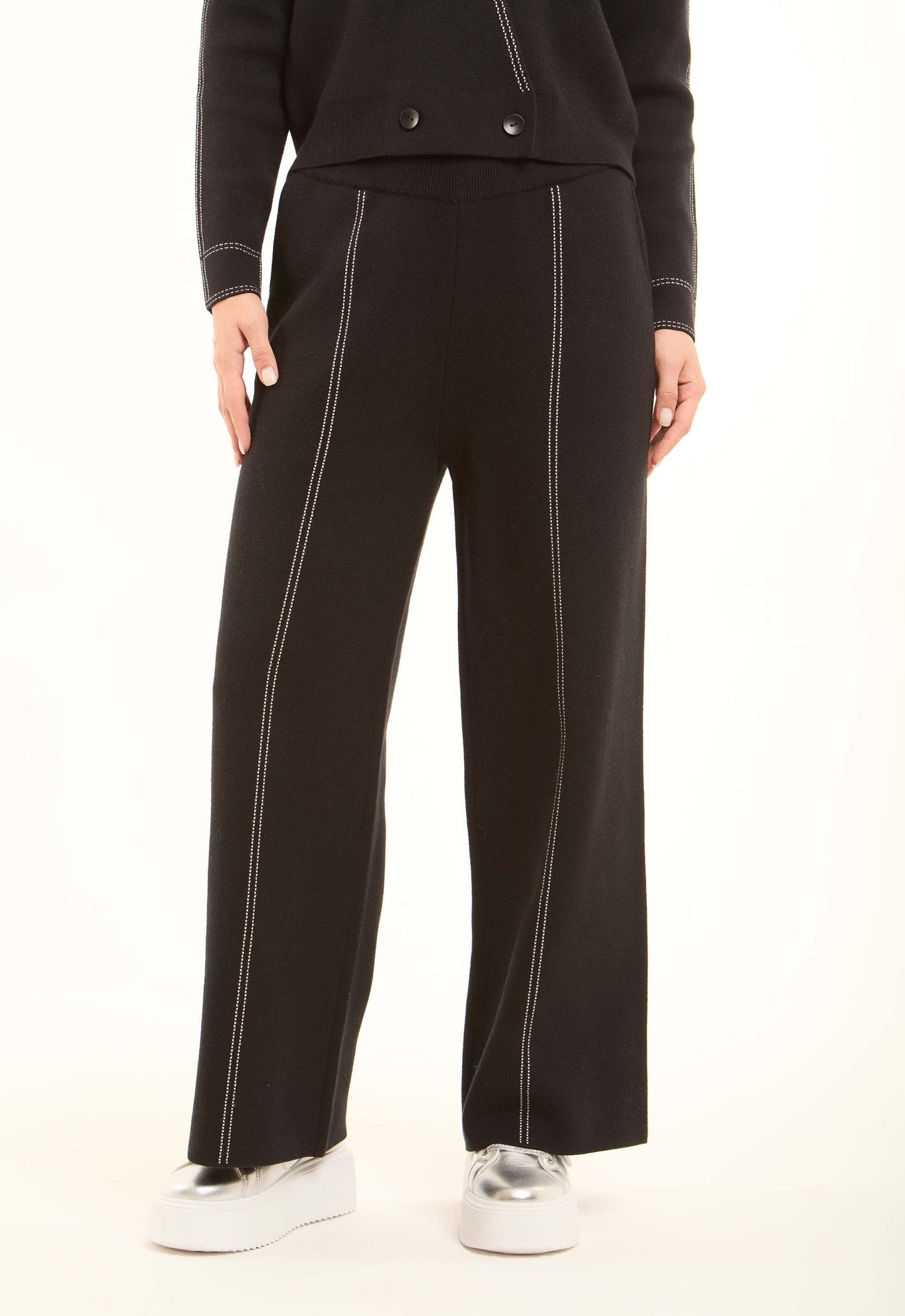 Tailored Viscose Pants with Front Seam Detail