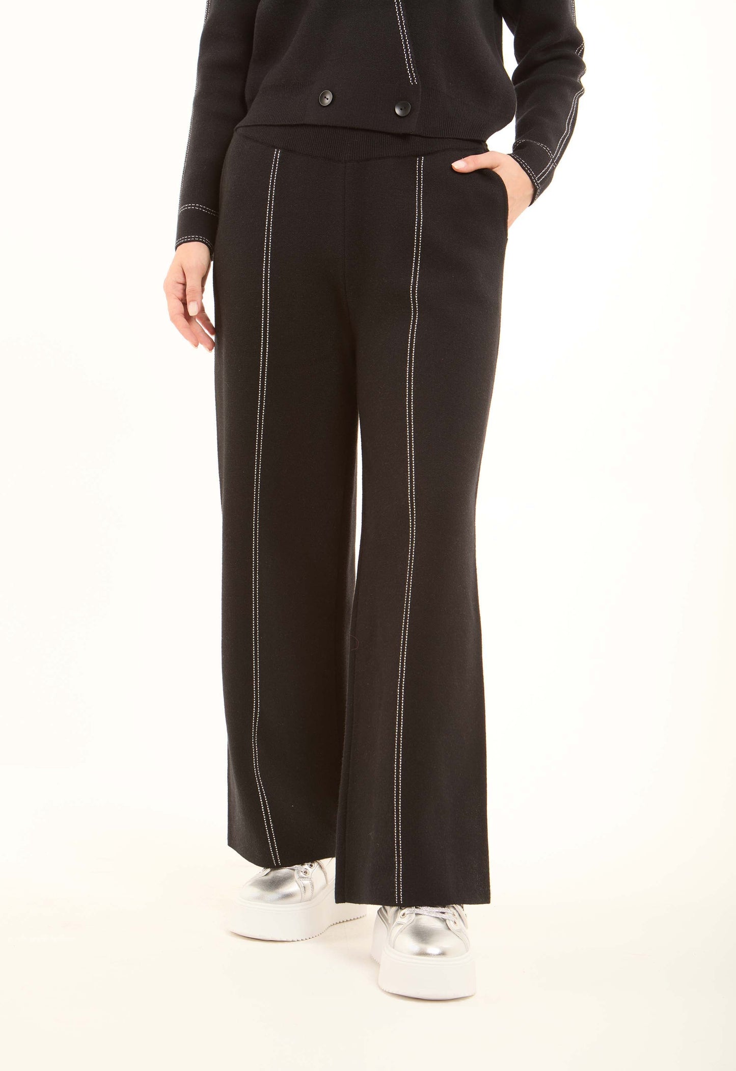 Tailored Viscose Pants with Front Seam Detail