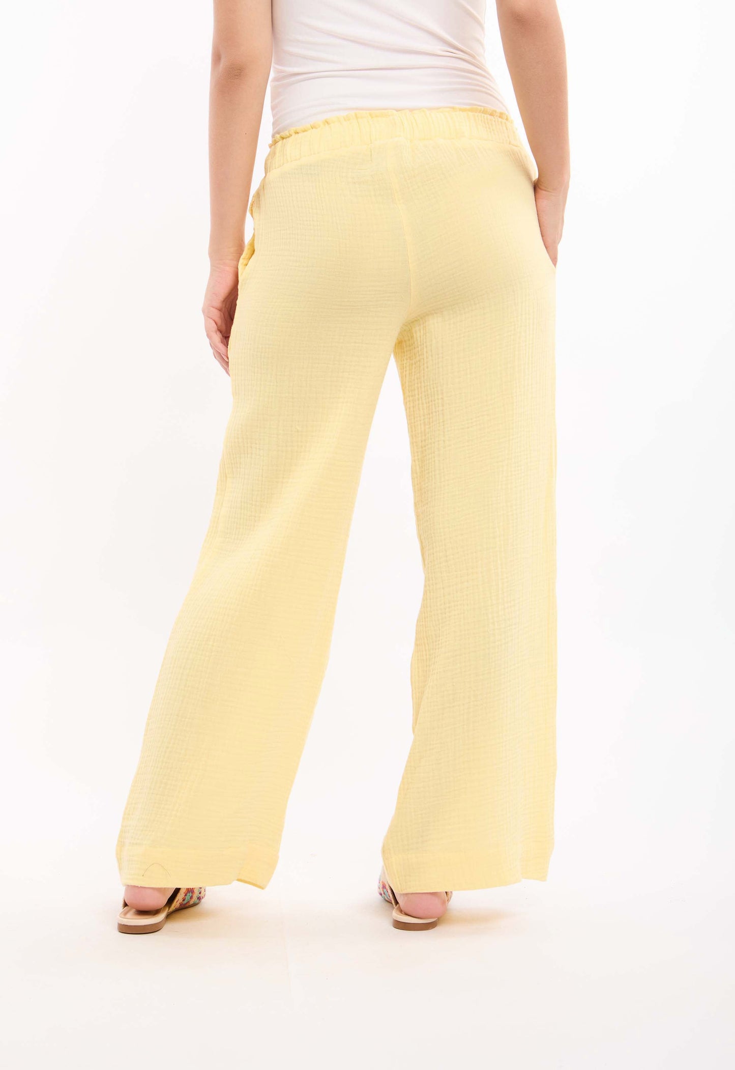 Textured Wide-Leg Pants