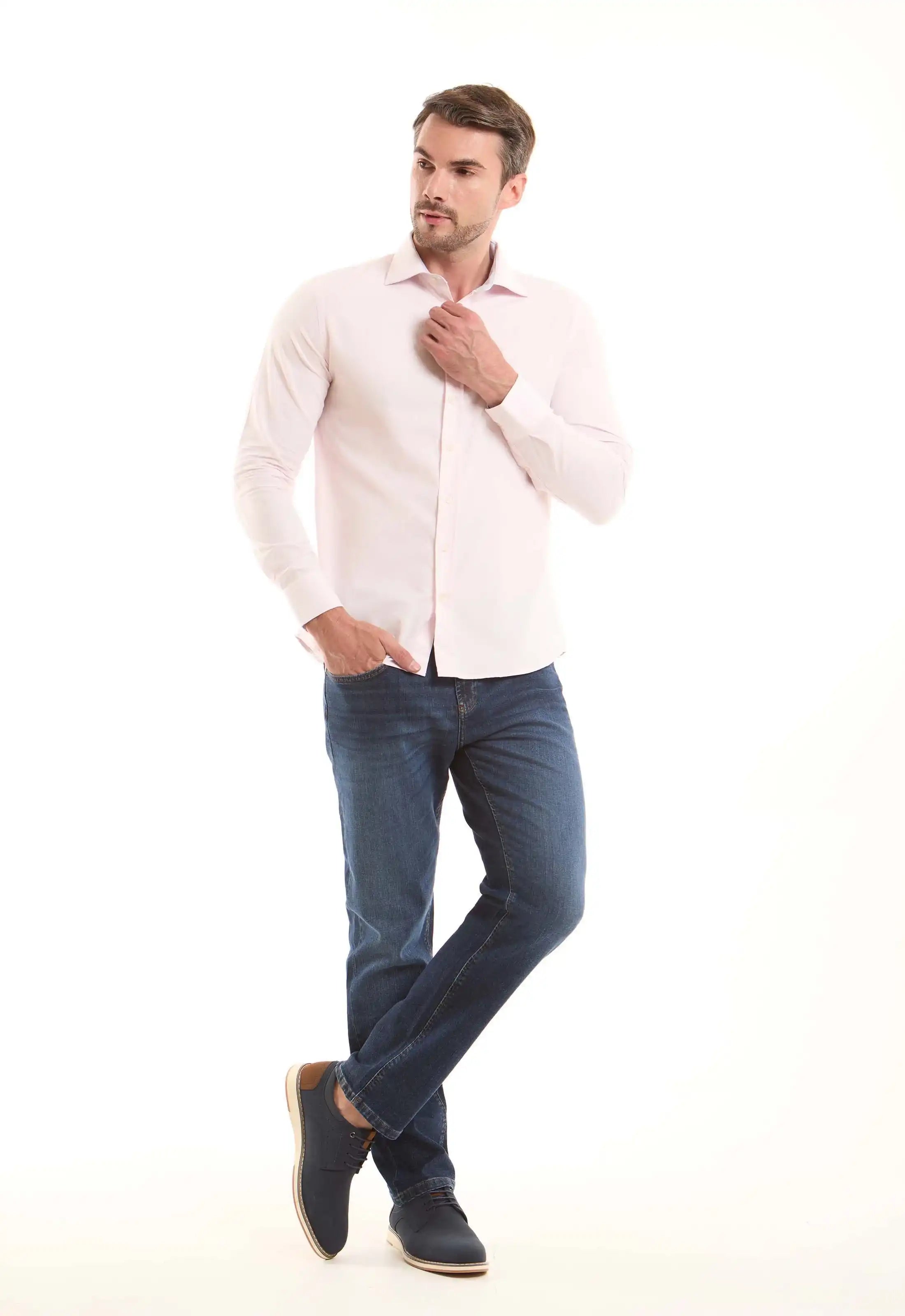 Casual Self Pattern Long Sleeves Shirt