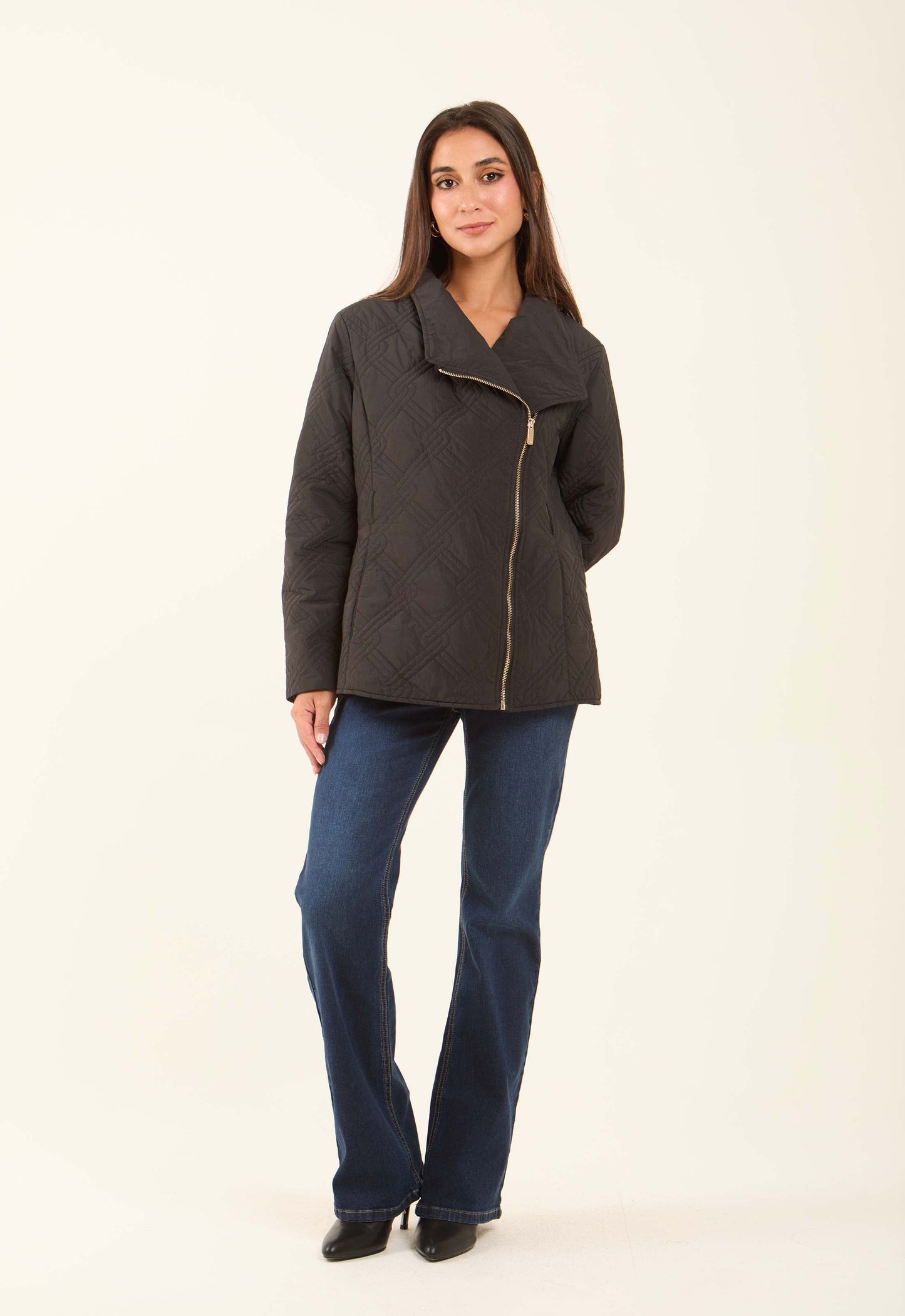 Quilted Asymmetric-Zip Jacket