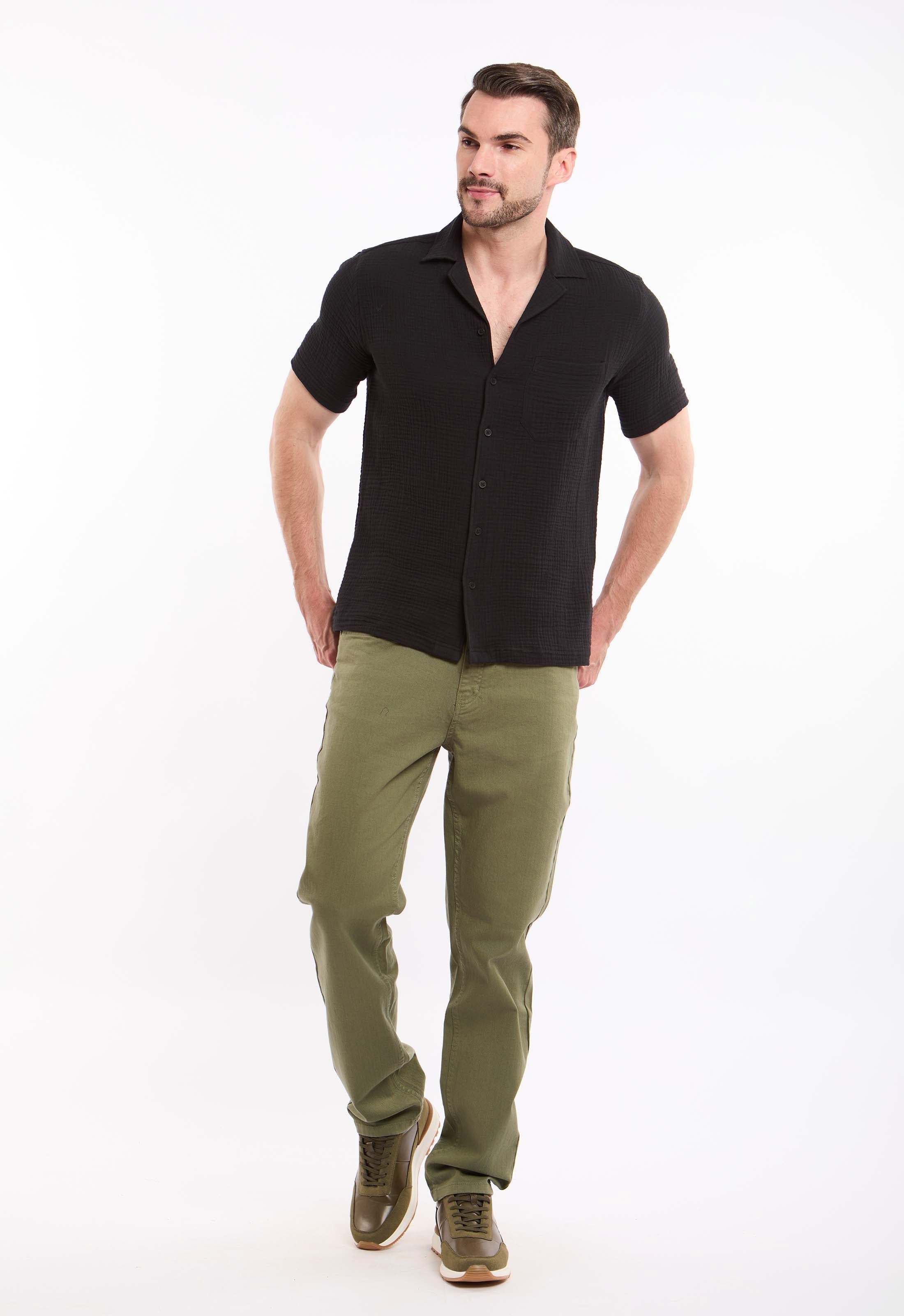 Textured Short Sleeves Shirt with Front Pocket