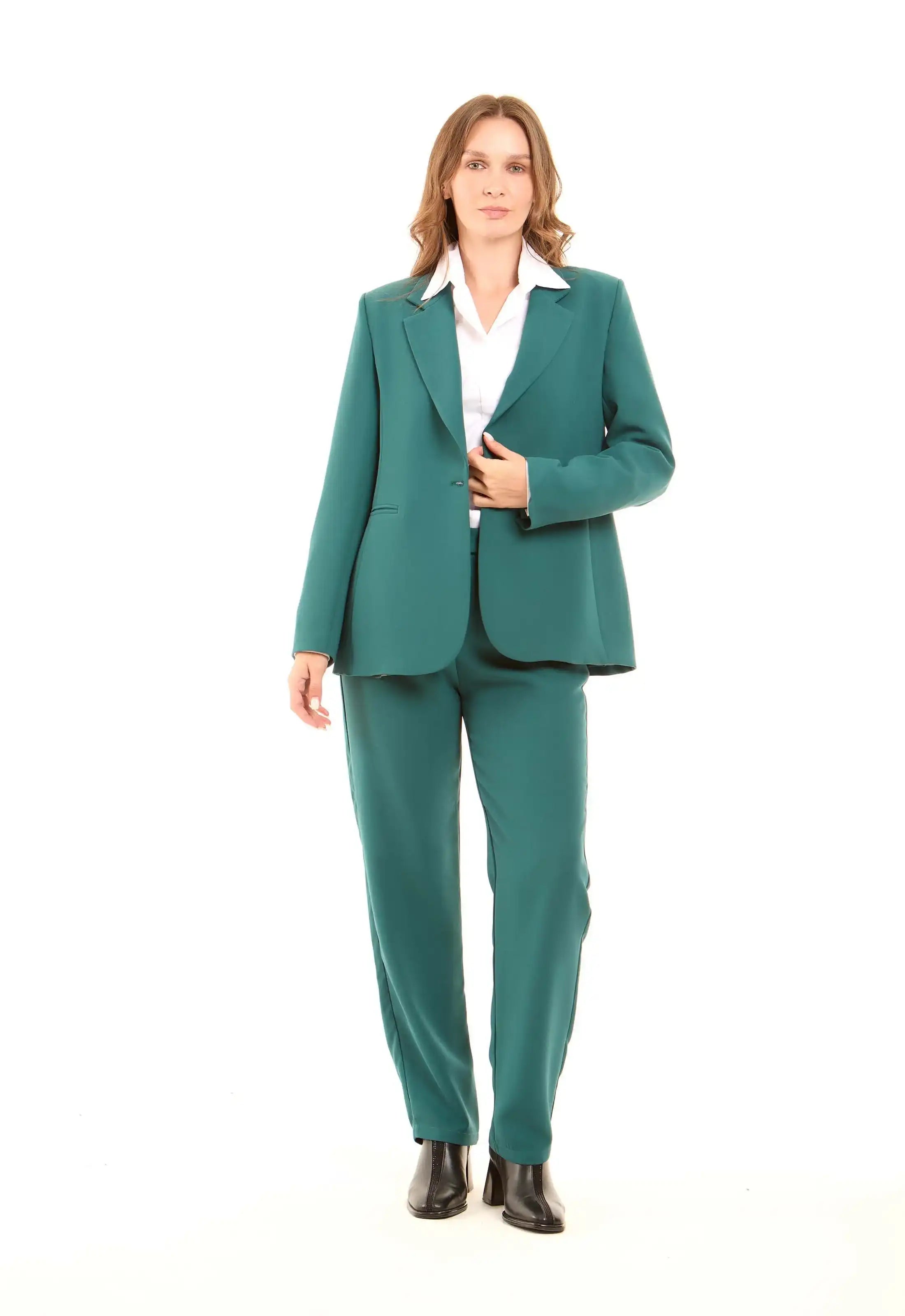 Structured Tailored Polyester Blazer Jacket