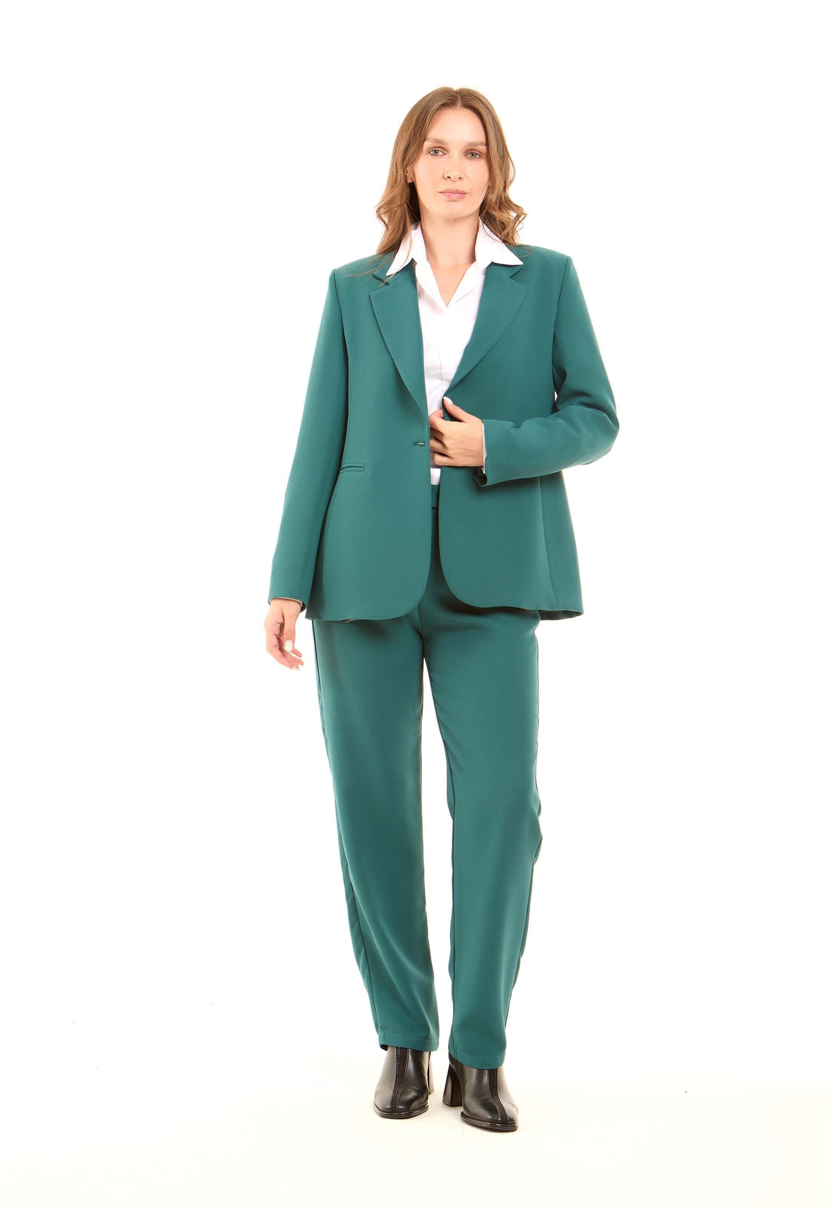 Structured Tailored Polyester Blazer Jacket