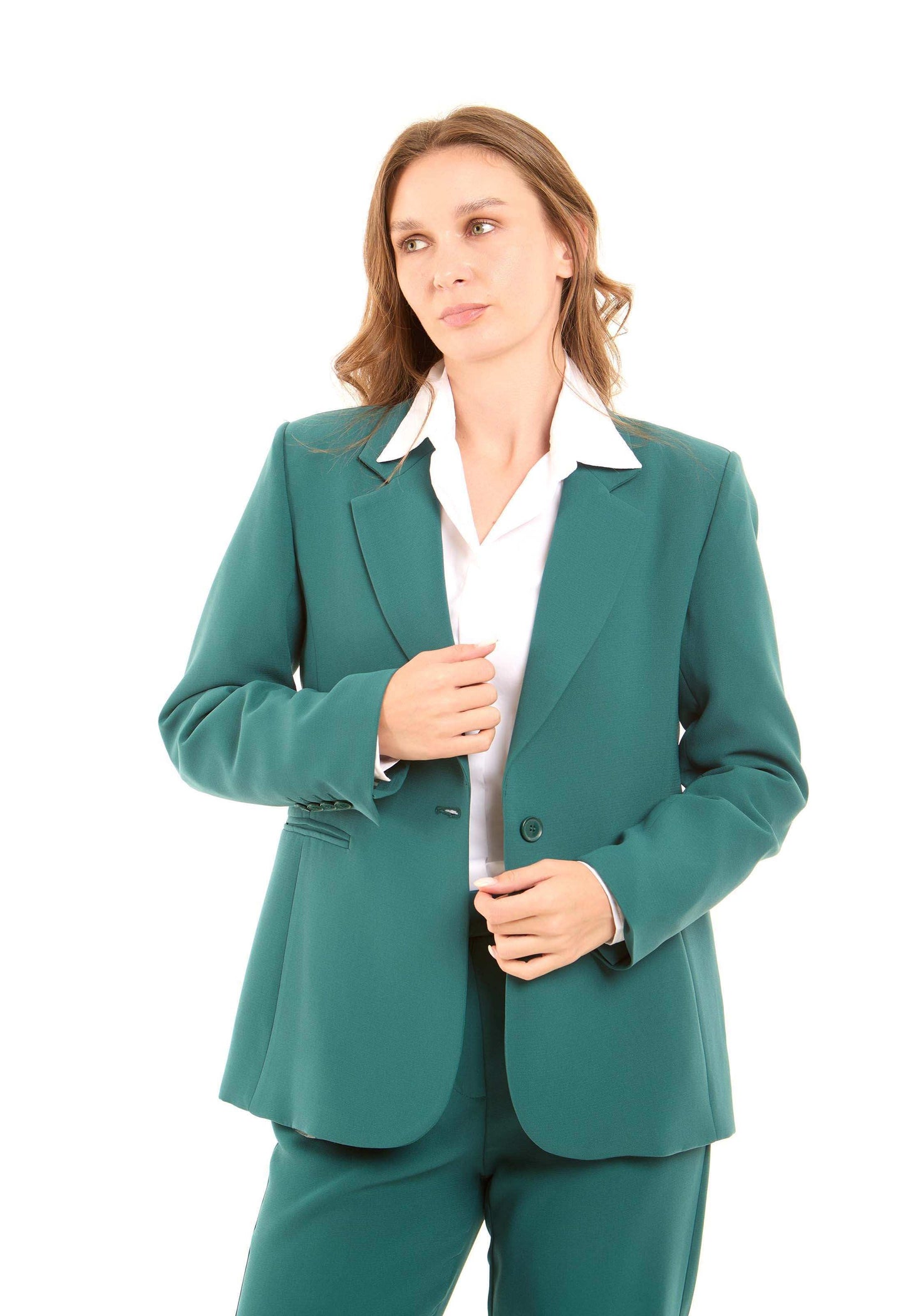 Structured Tailored Polyester Blazer Jacket