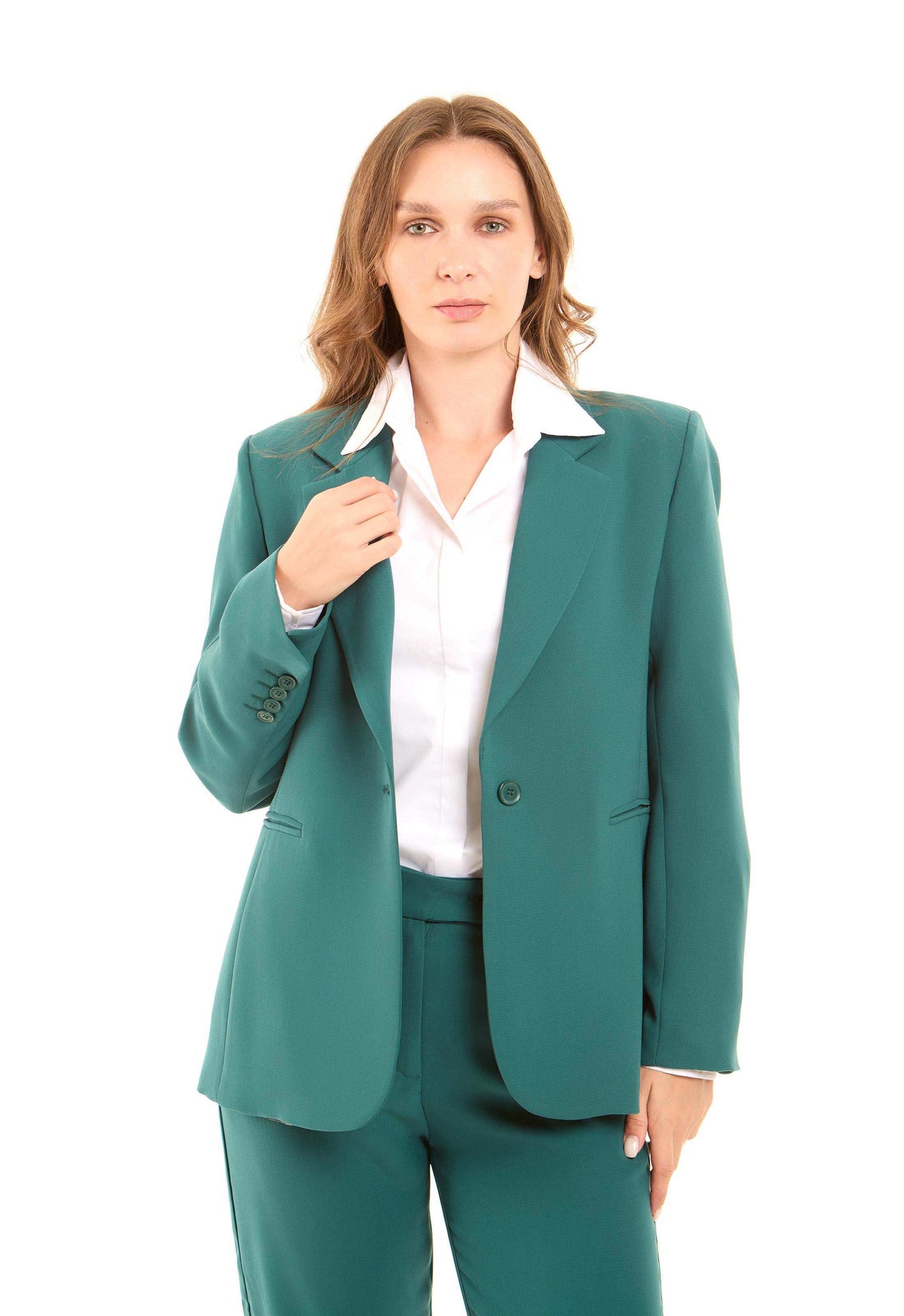 Structured Tailored Polyester Blazer Jacket