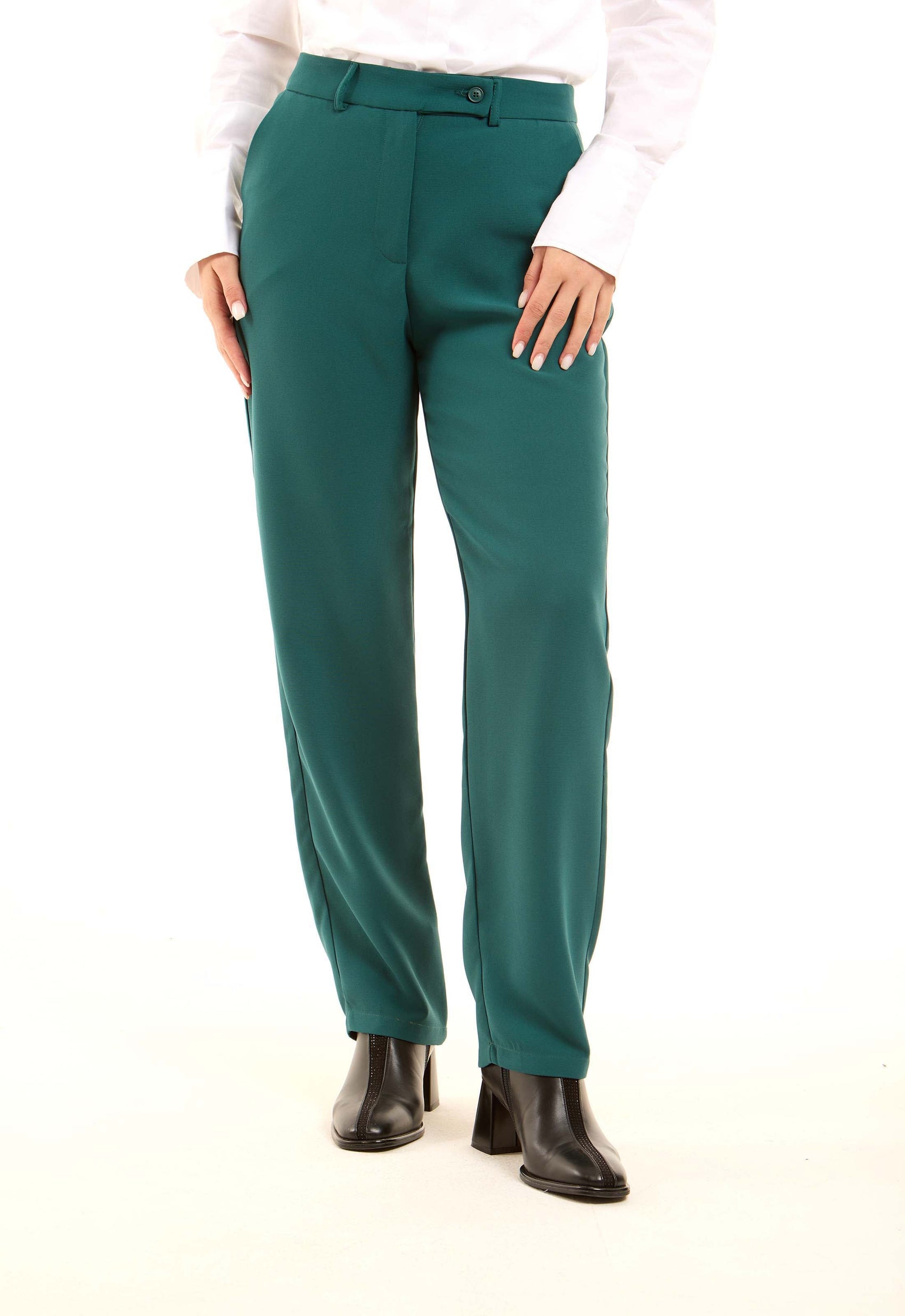 Tailored High-Waist Polyester Pants