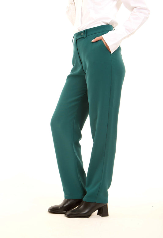 Tailored High-Waist Polyester Pants