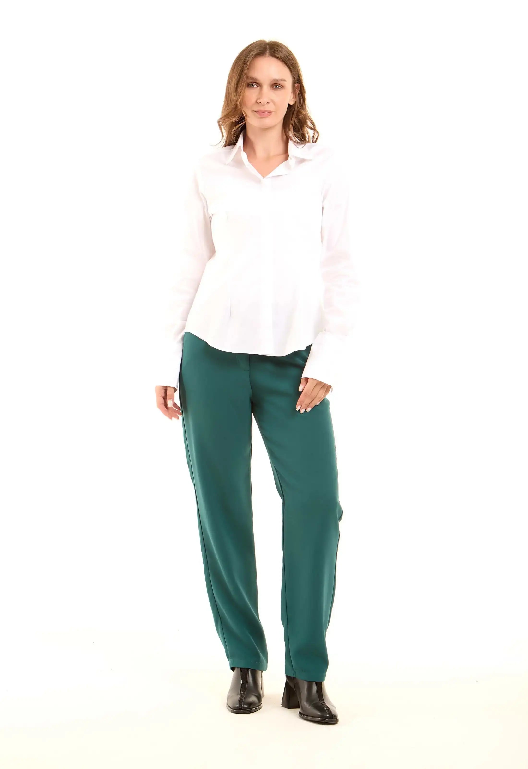 بنطلون بوليستر مصمم بوسط مرتفع