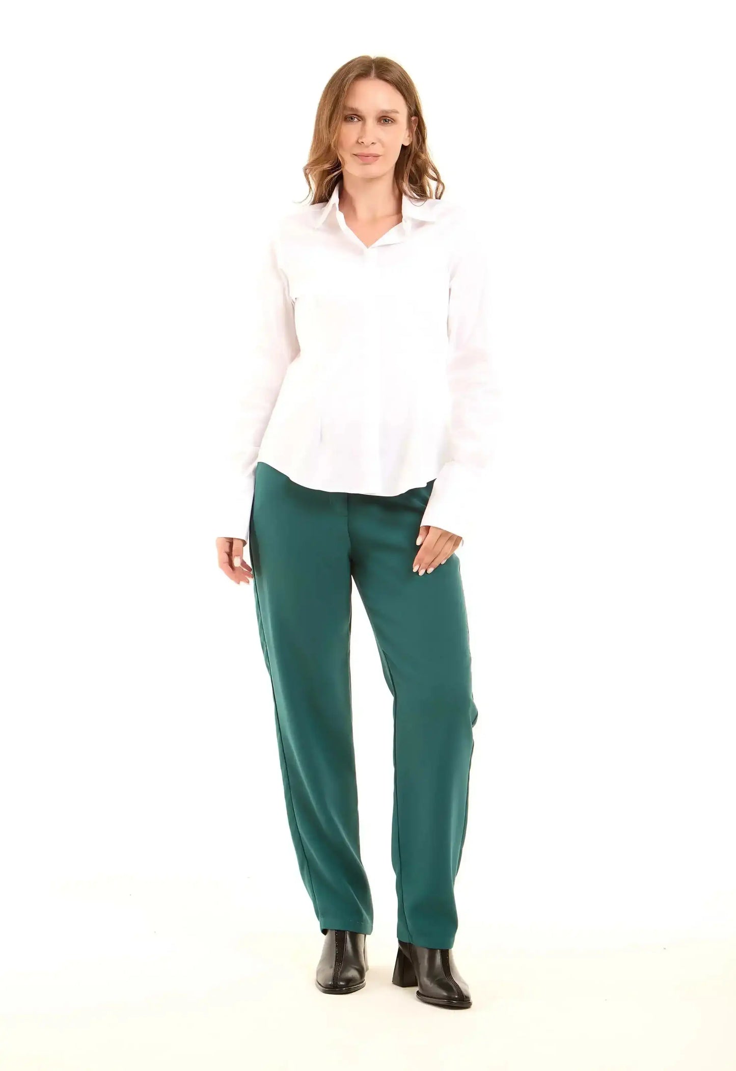 Tailored High-Waist Polyester Pants