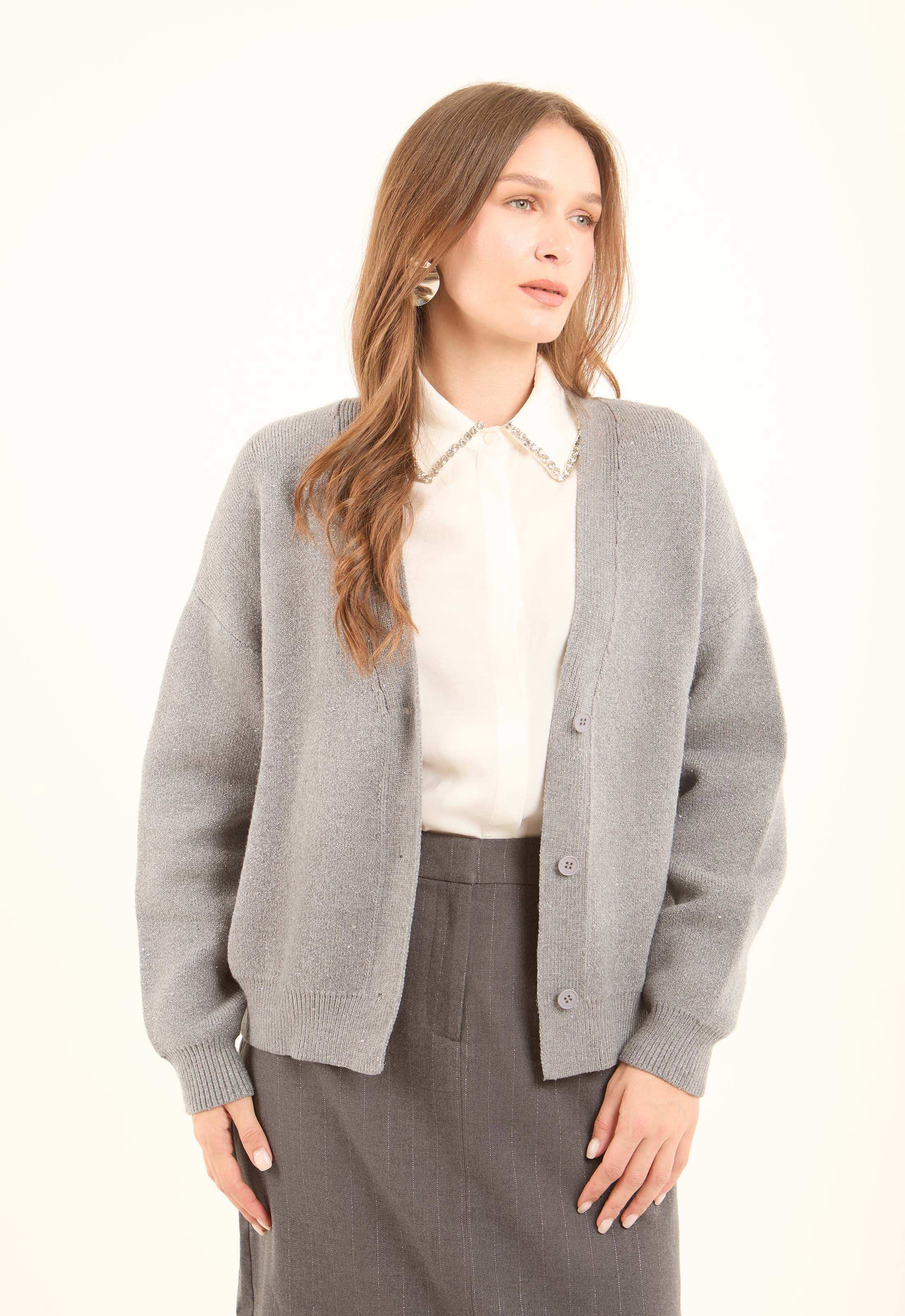 Solid Buttoned Basic Short Cardigan