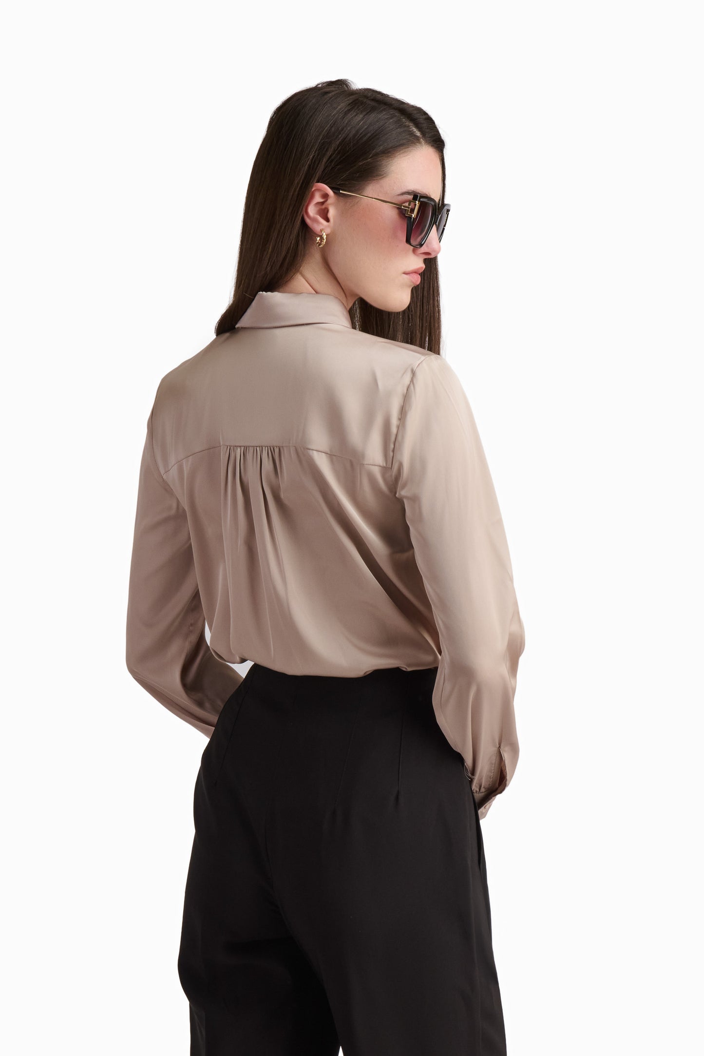 Bow-Neck Satin Shirt