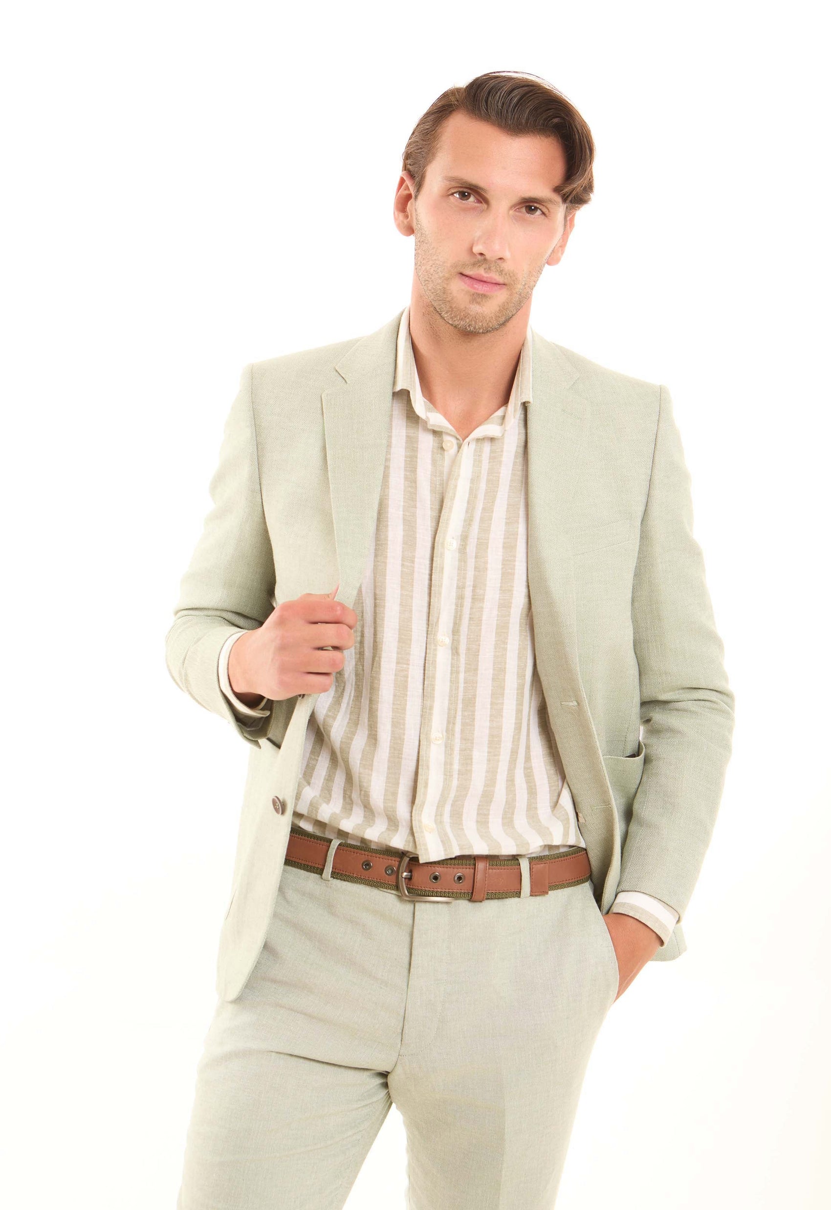 Linen-Cotton Notched Blazer