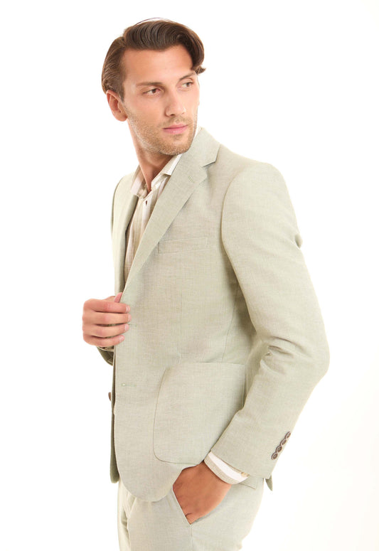 Linen-Cotton Notched Blazer