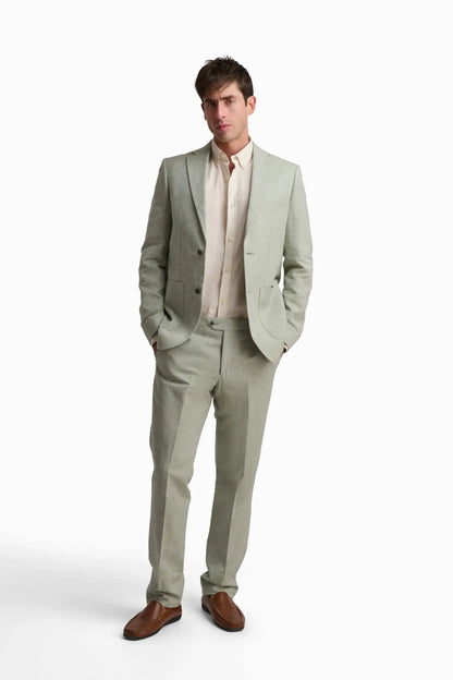 Linen-Cotton Suit Pants