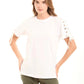 Cotton Tee with Lace-Up Eyelet Details Sleeves