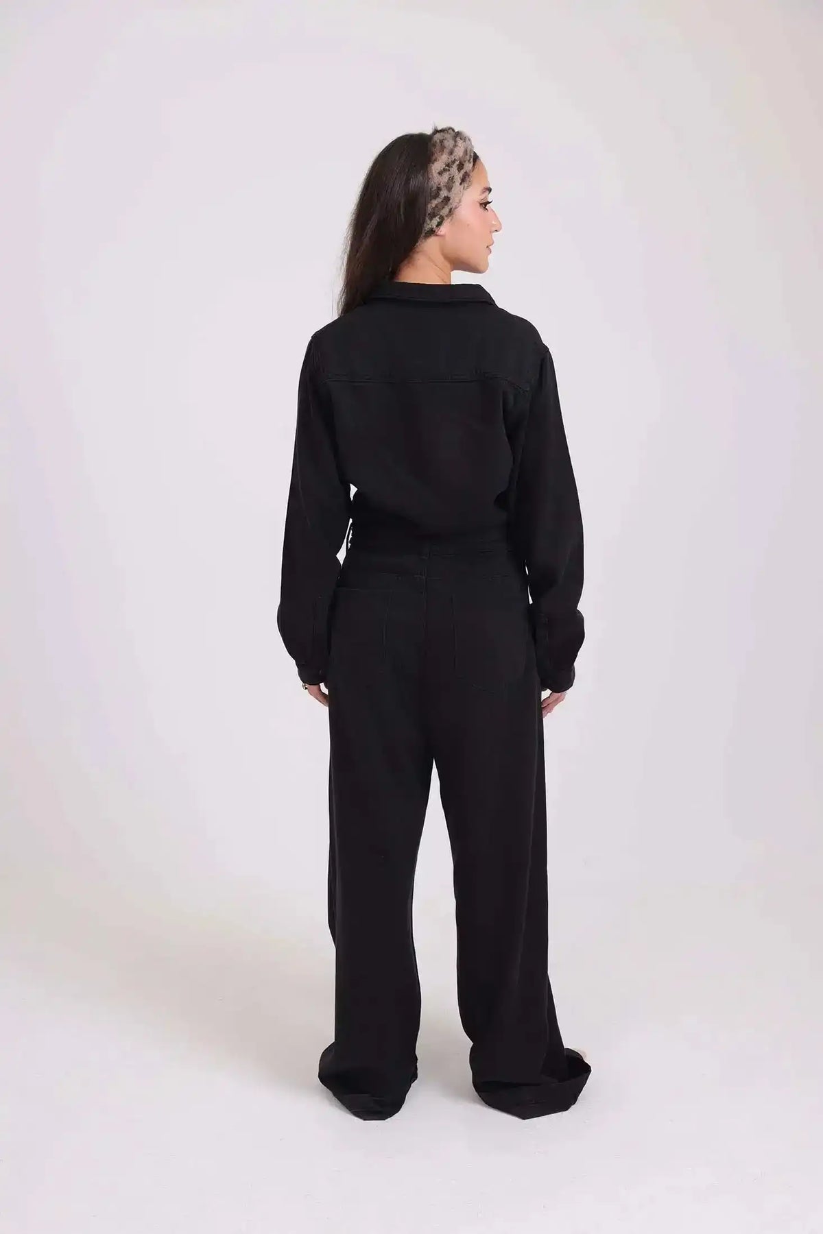 Wide-Leg Buttoned Jumpsuit with Tie Waist