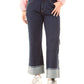 Folded-Hem Straight Denim Pants