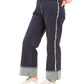 Folded-Hem Straight Denim Pants