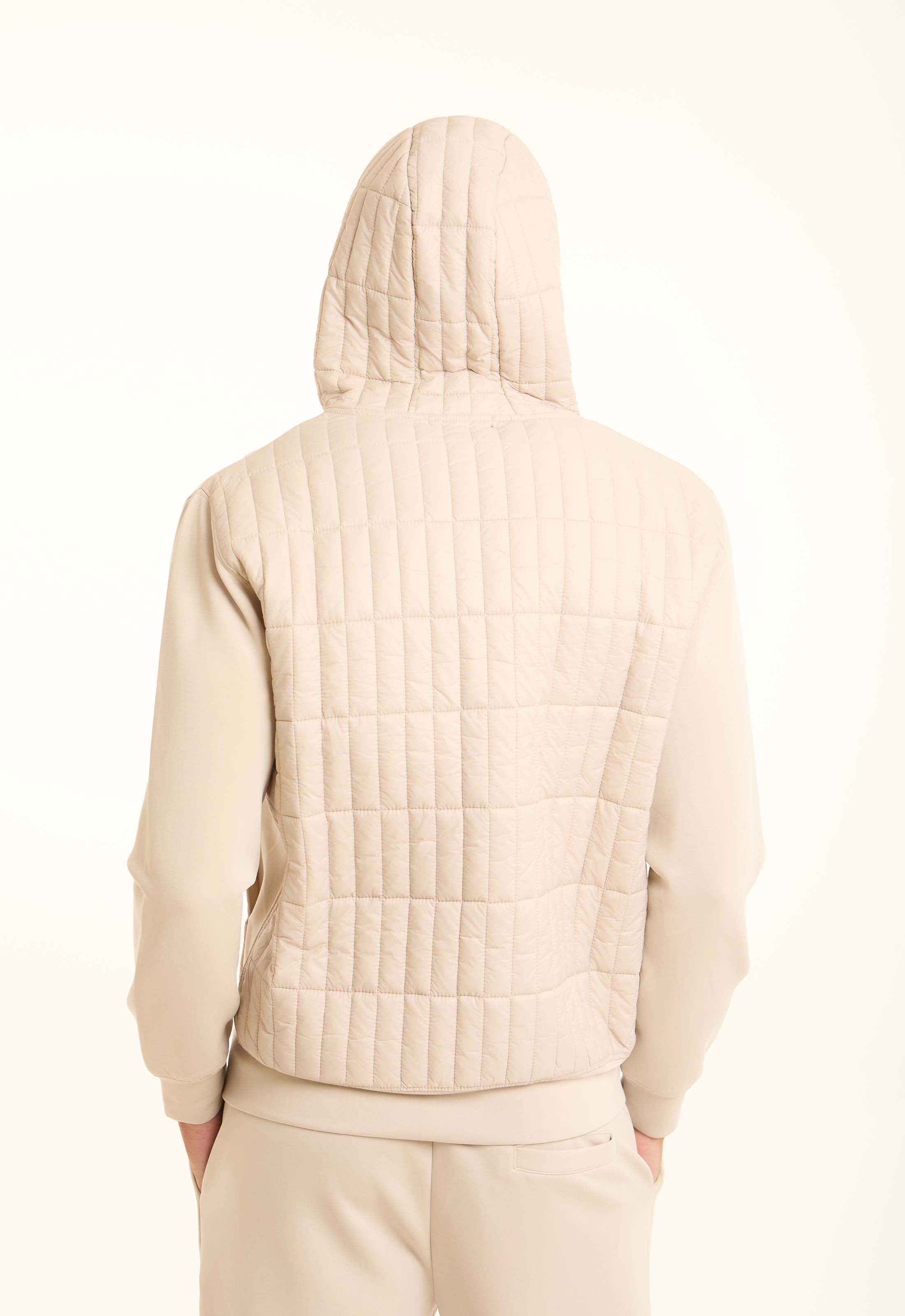 Zipped Hoodie with Front Quilted Pockets
