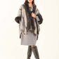 Patterned Poncho with Fur Neckline & Cuffs