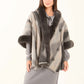 Patterned Poncho with Fur Neckline & Cuffs
