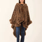 Hi-Low Fur Trim Leopard Poncho