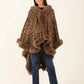 Hi-Low Fur Trim Leopard Poncho