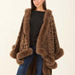 Hi-Low Fur Trim Leopard Poncho