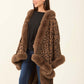 Hi-Low Fur Trim Leopard Poncho