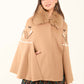 Embroidered Winter Cape with Fur Collar