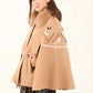 Embroidered Winter Cape with Fur Collar