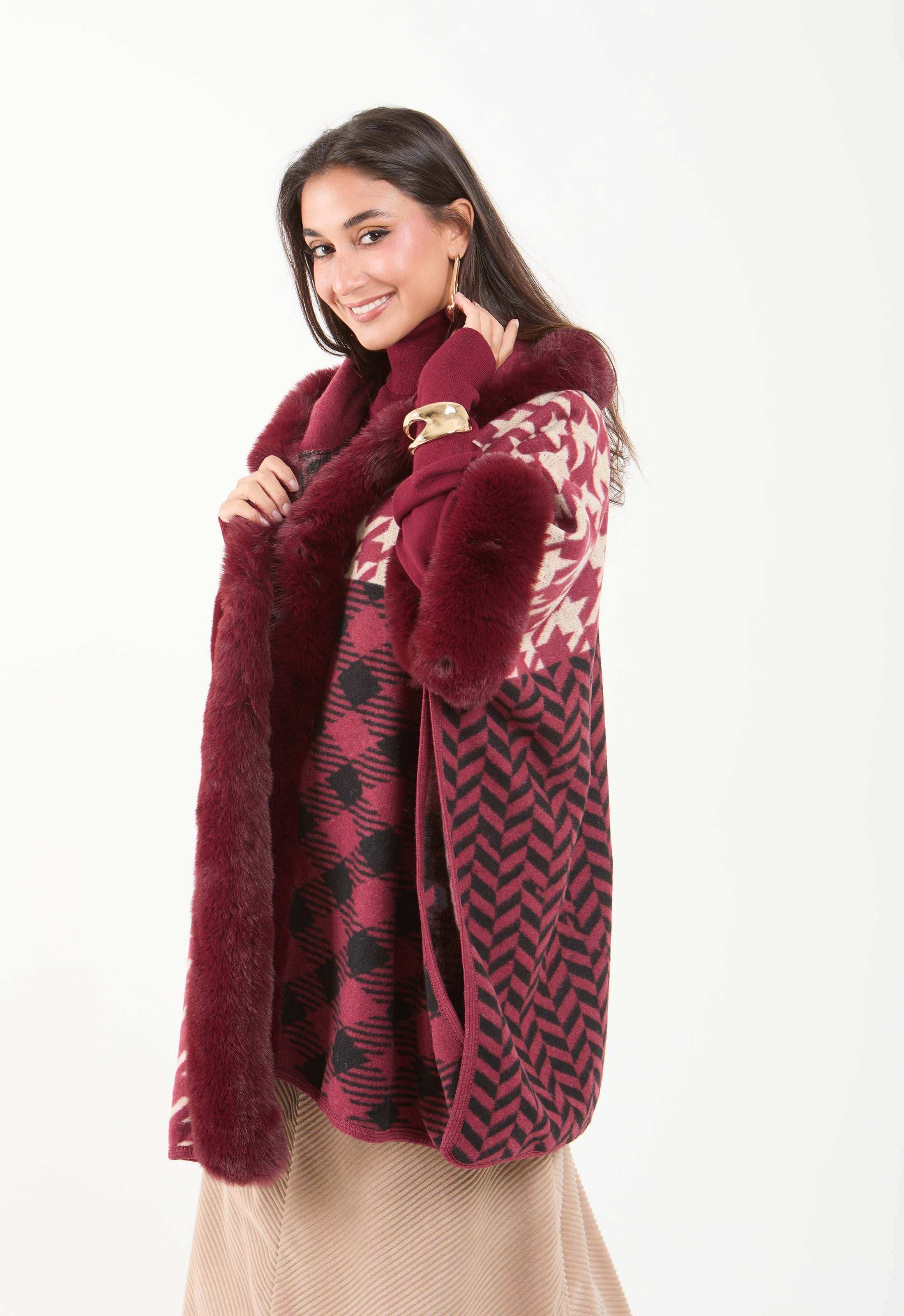 Multi-Patterns Slip On Hooded Poncho