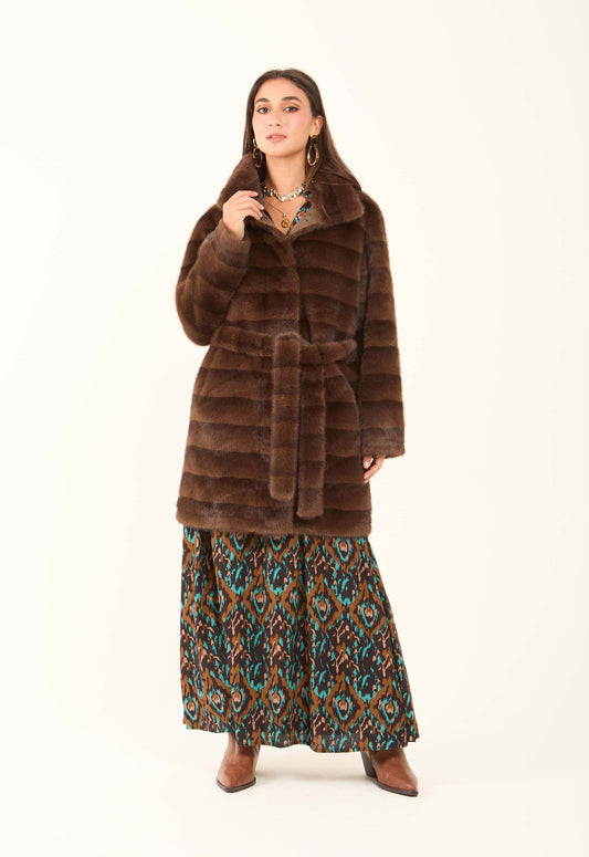 Faux-Fur Belted Coat