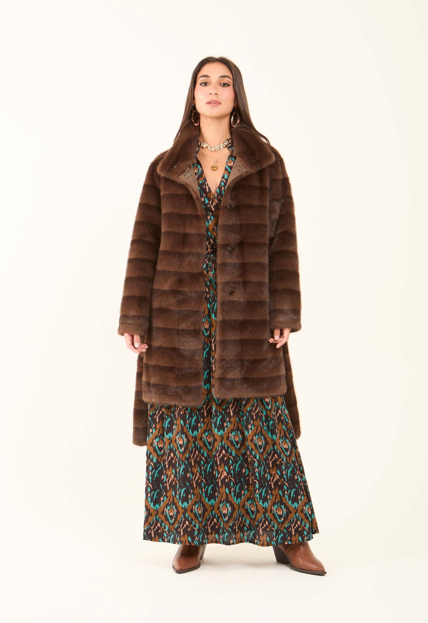 Faux-Fur Belted Coat