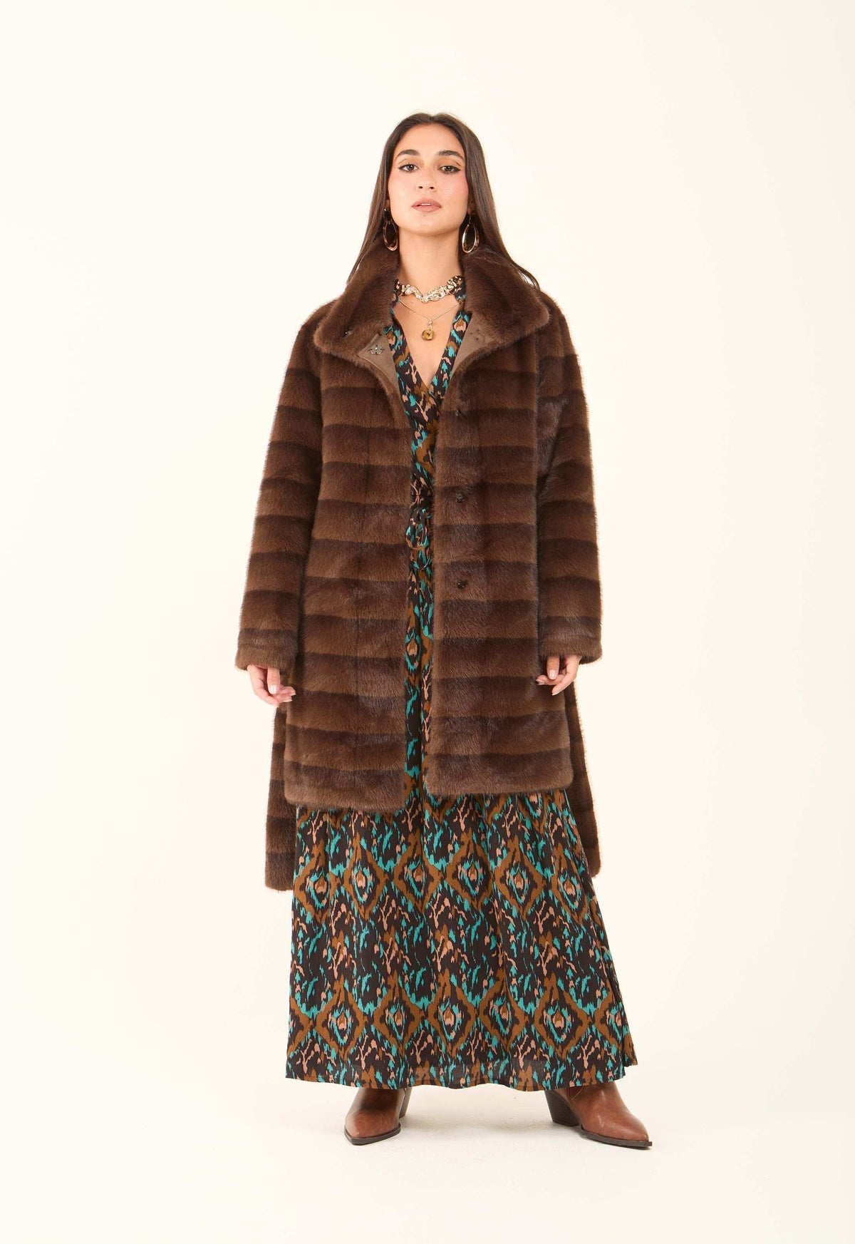 Faux-Fur Belted Coat