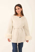 Belted Wool-Blend Fur-Trim Coat