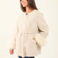 Belted Wool-Blend Fur-Trim Coat