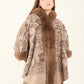 Fur Hooded Neck Patterned Poncho