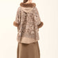 Fur Hooded Neck Patterned Poncho
