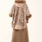 Fur Hooded Neck Patterned Poncho