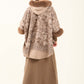Fur Hooded Neck Patterned Poncho