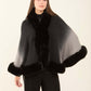 Elegant Slip On Poncho with Fur Trim