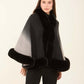 Elegant Slip On Poncho with Fur Trim