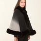 Elegant Slip On Poncho with Fur Trim